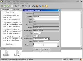 In this properties dialog many option like the compression algorithm and encryption cipher can be chosen for a subfile.