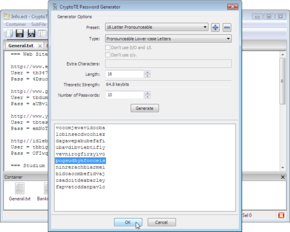This is the flexible password generator built into CryptoTE.